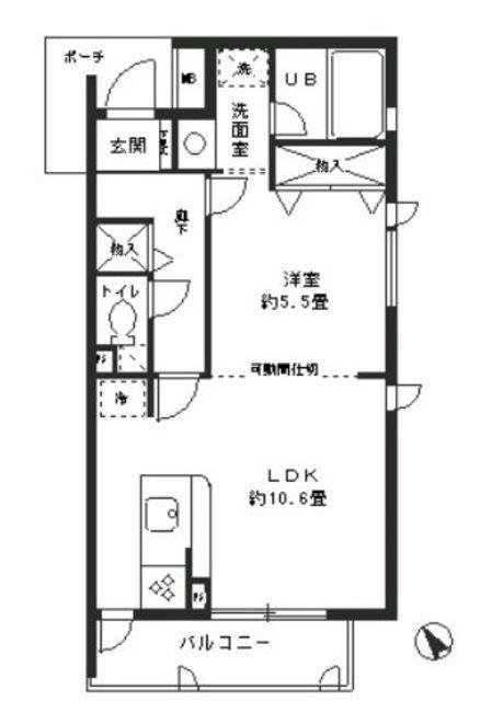 花仙ハイツ(1LDK/1階)の間取り写真