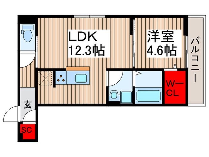 ルリアン保木間(1LDK/3階)の間取り写真