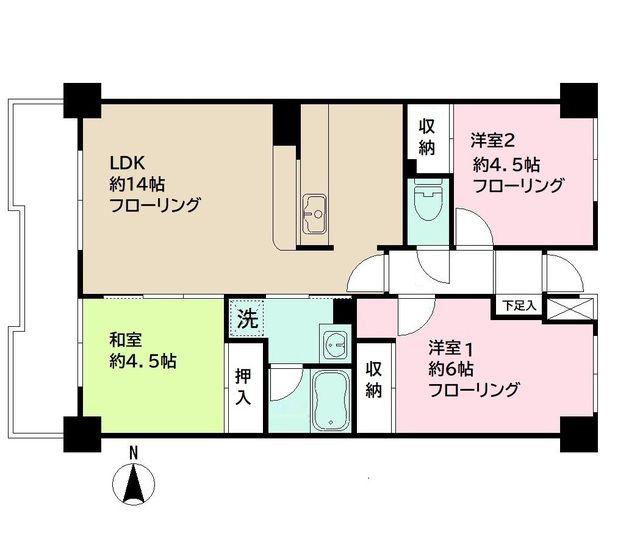 柏台グリーンヒルズ(3LDK/1階)の間取り写真