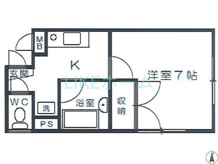 富士マンション若宮(1K/2階)の間取り写真