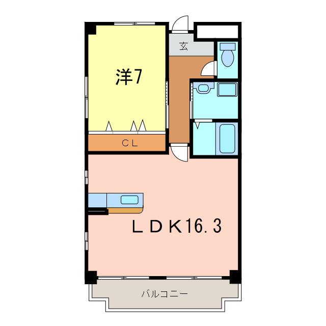 エクセレンス朝日(1LDK/3階)の間取り写真