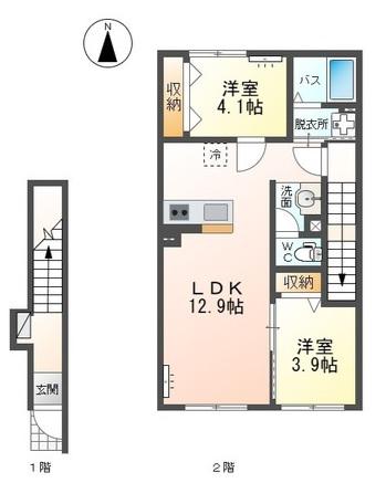 伊達アパート(2LDK/2階)の間取り写真