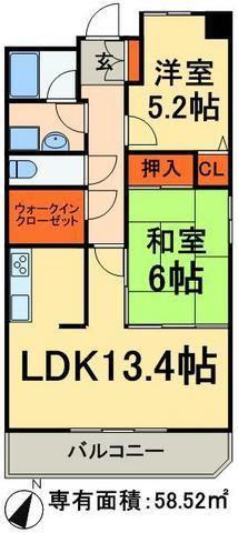 ラ・グラシューズプリモ(2LDK/3階)の間取り写真