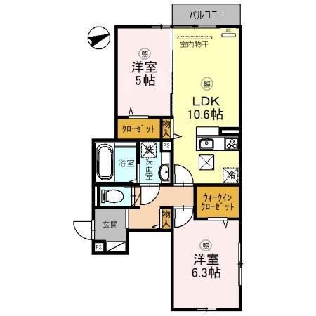 D-ROOM北斎(2LDK/2階)の間取り写真
