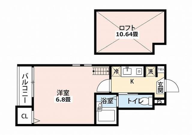 マーレ船堀(1K/1階)の間取り写真