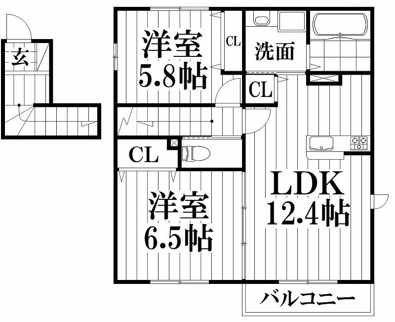 IB-21 (2LDK/2階)の間取り写真