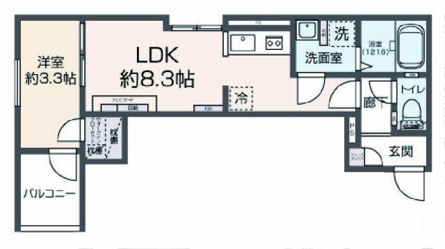 TIDY西小倉(1LDK/2階)の間取り写真