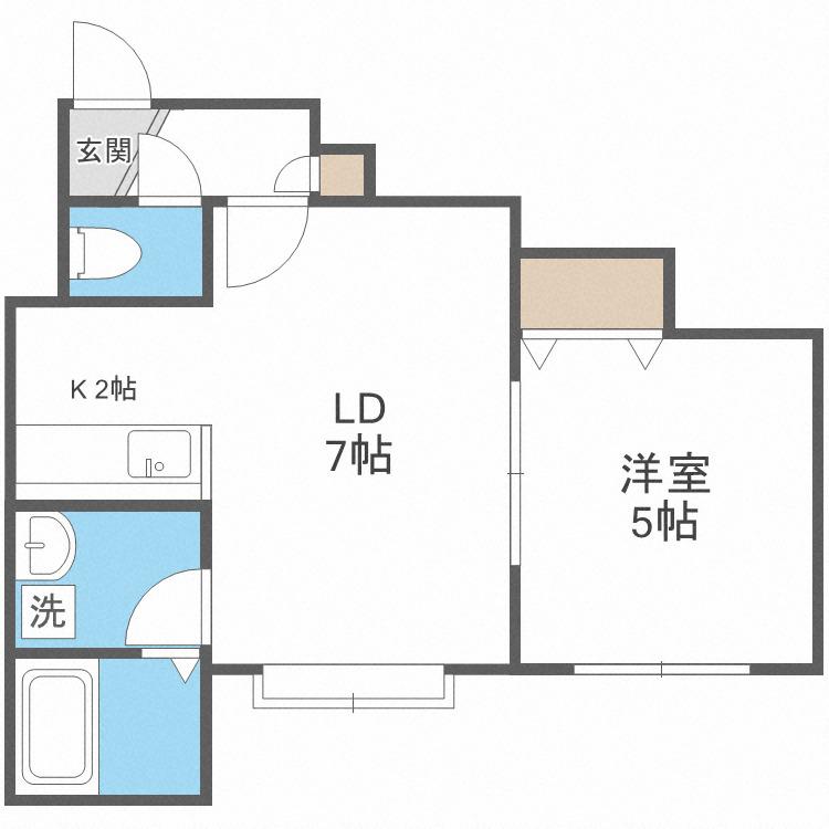 リネール川下(1LDK/2階)の間取り写真