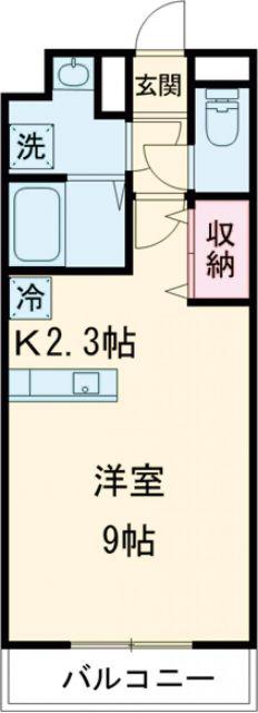 ルーナシティ(ワンルーム/1階)の間取り写真