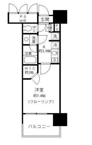 フォンテーヌ芝浦(1K/7階)の間取り写真