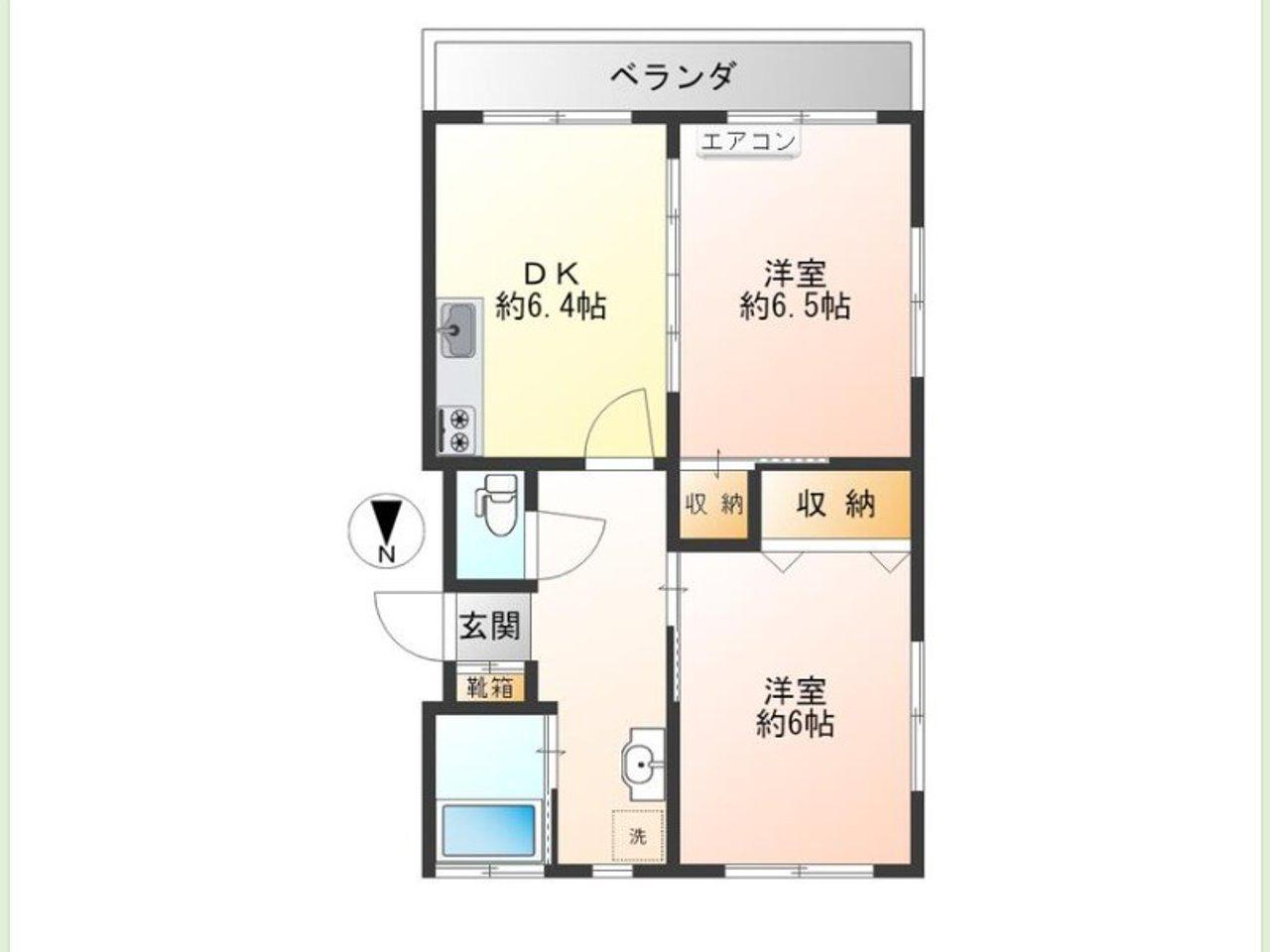 清水フラット(2DK/7階)の間取り写真
