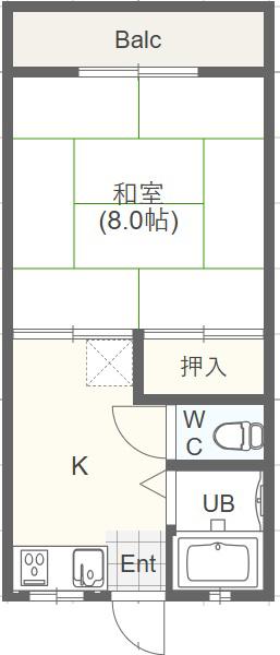 カームシバタ10(1K/2階)の間取り写真