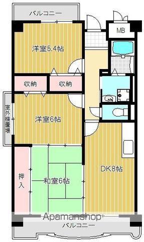 KMコートあびこ(3DK/5階)の間取り写真