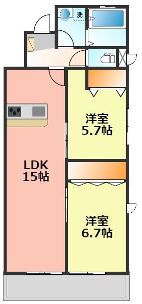 BLOMLJUD(2LDK/1階)の間取り写真