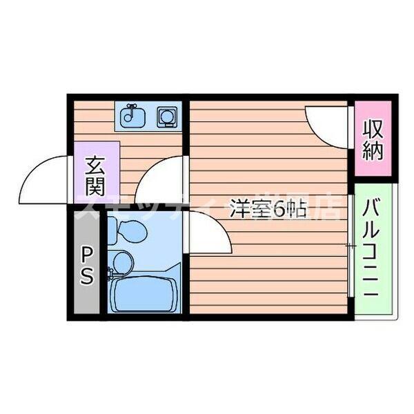 ロイヤルヴィラ(1K/2階)の間取り写真