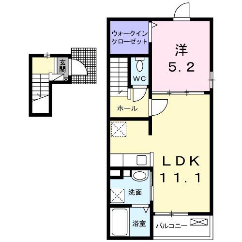 エアリーファインII(1LDK/2階)の間取り写真