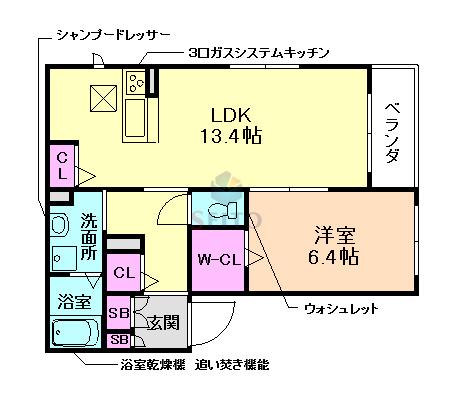 シャーメゾン服部西(1LDK/1階)の間取り写真