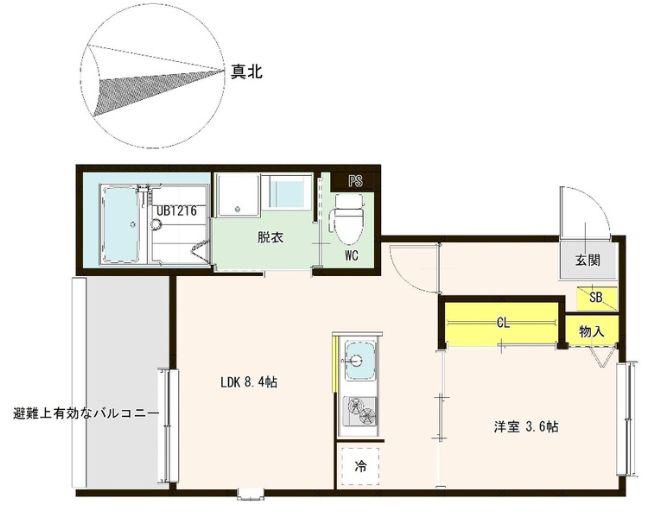 IMA STUDIOS京都椥辻(1LDK/2階)の間取り写真