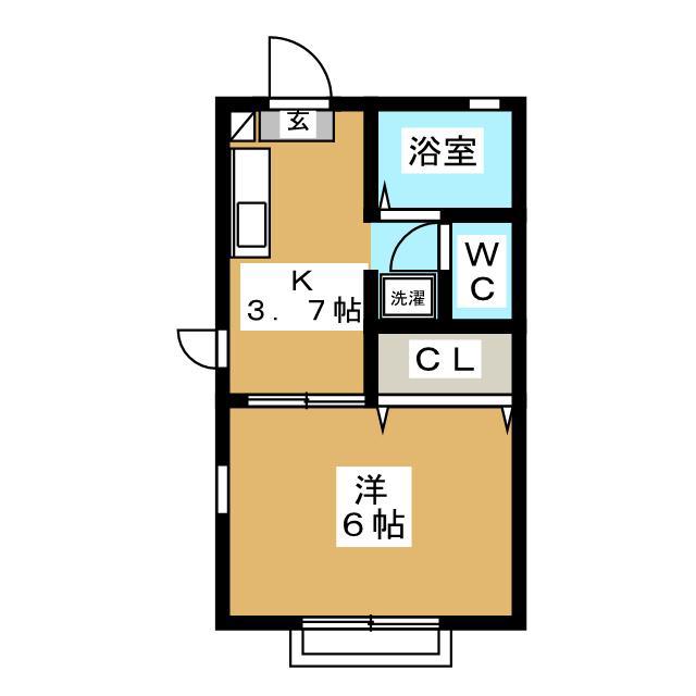 ユーハイツ(1K/1階)の間取り写真