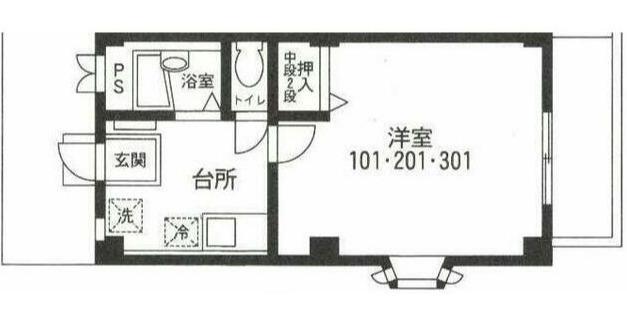 アーバンクレール(1K/1階)の間取り写真