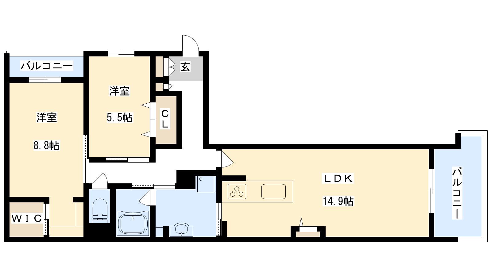 シャーメゾン フェレザ(2LDK/3階)の間取り写真