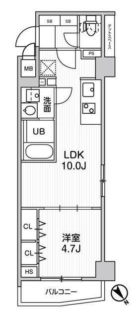エスレジデンス目黒大岡山ブレサ(1LDK/4階)の間取り写真