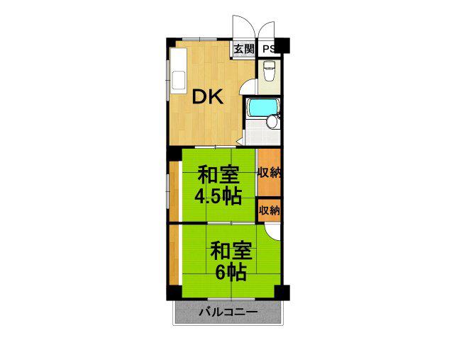 シャルム南台2(2DK/3階)の間取り写真