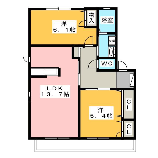 ヴァンヴェール C棟(2LDK/2階)の間取り写真