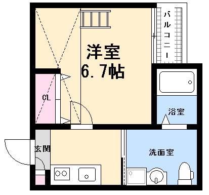 草津東フットパス(1K/2階)の間取り写真