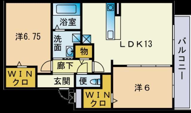 パルトネール伊都Ⅱ(2LDK/1階)の間取り写真