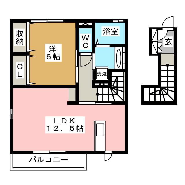 サン・シエル(1LDK/2階)の間取り写真