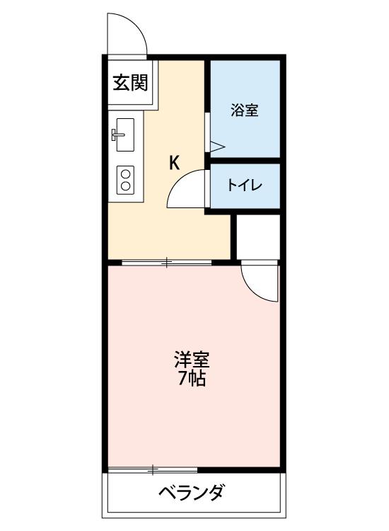ハイライフ116B棟(1K/1階)の間取り写真