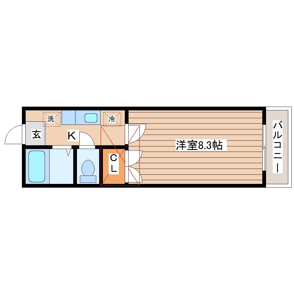 エスポワール(1K/1階)の間取り写真