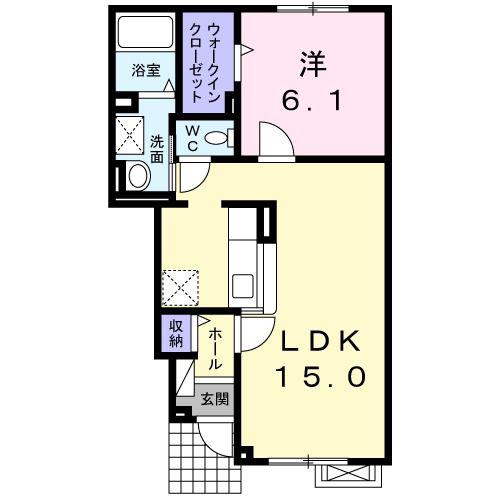 ソレアードI(1LDK/1階)の間取り写真
