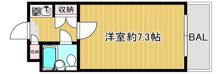 我孫子ニチワビル(1K/1階)の間取り写真