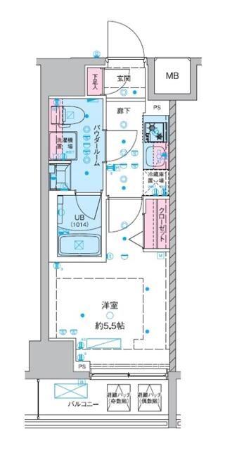 ジェノヴィア西川口III(1K/8階)の間取り写真