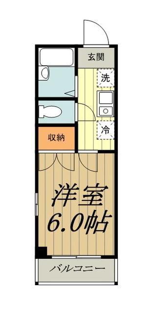 シャンブルド小川(1K/1階)の間取り写真