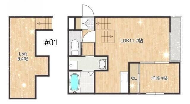 LFB APARTMENT宮島町(1LDK/1階)の間取り写真