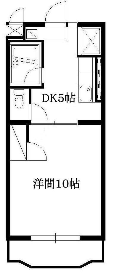 モデスト松下(1DK/2階)の間取り写真