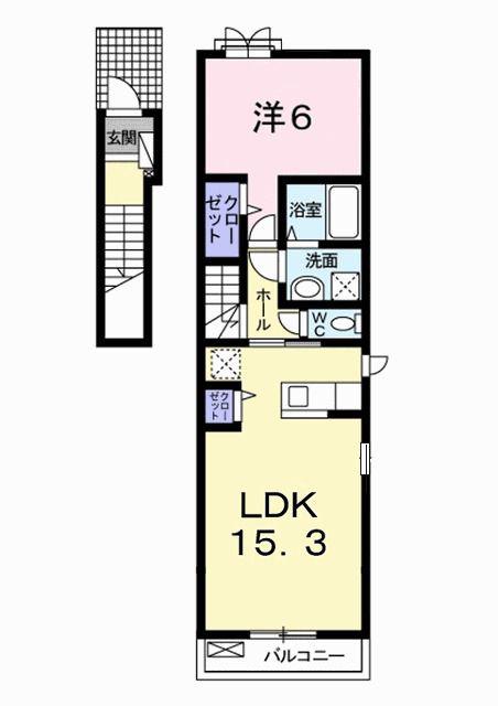 アリエッタ(1LDK/2階)の間取り写真