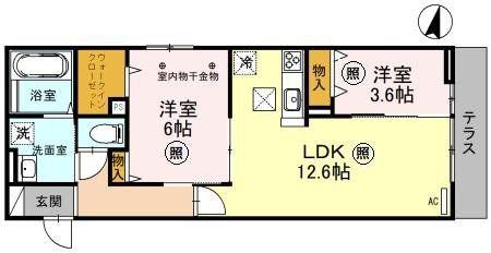 アーバンヘブン(2LDK/1階)の間取り写真