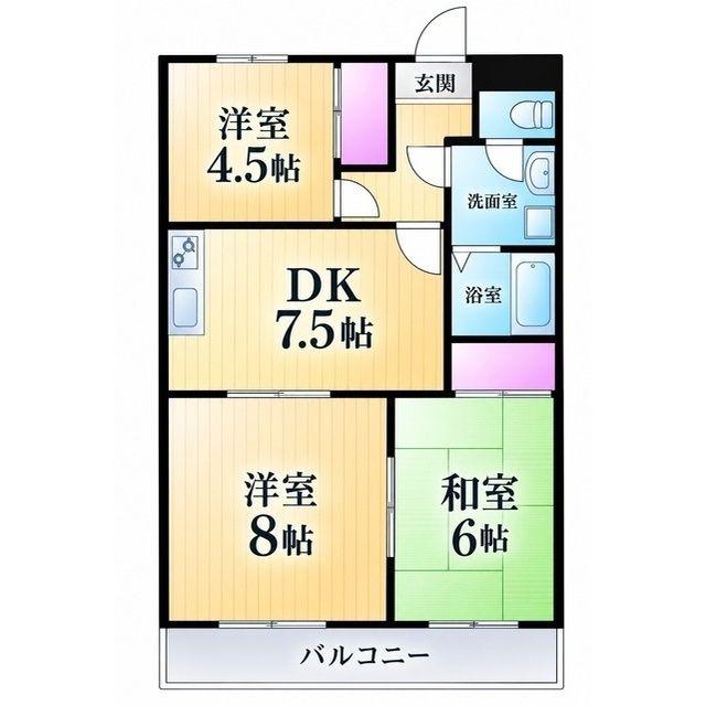 第二田口ビル(3DK/1階)の間取り写真