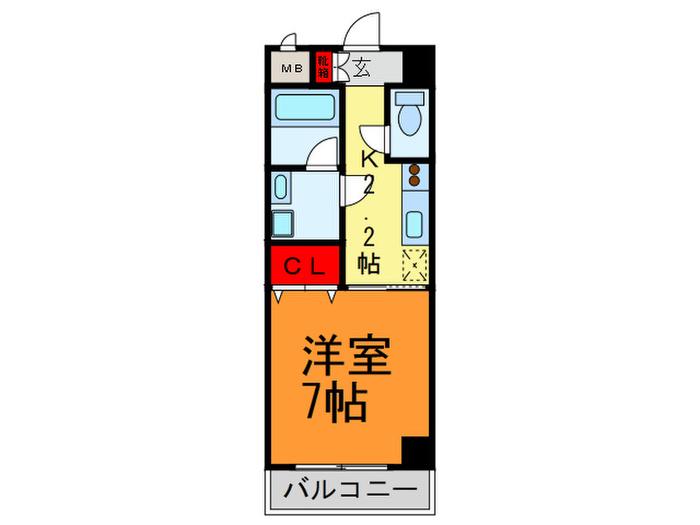 ゼファー東大阪(1K/7階)の間取り写真