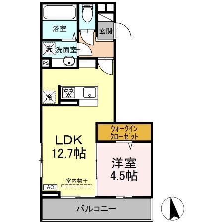 GRAND D-ROOM大手(1LDK/2階)の間取り写真