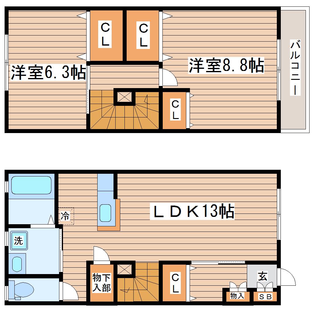 ハイムアルファ(2LDK/1階)の間取り写真
