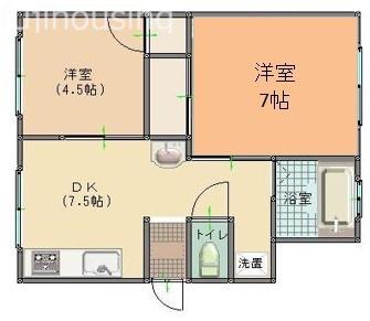 ベルハイツ(2DK/2階)の間取り写真