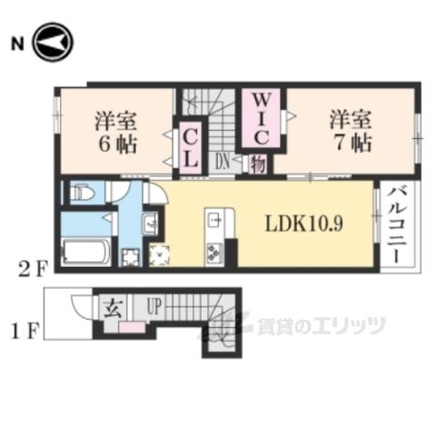 メゾンホープ 甲南Ⅱ(2LDK/2階)の間取り写真