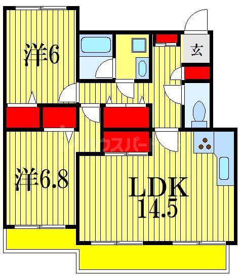 フェアリークリスタル市川(2LDK/2階)の間取り写真