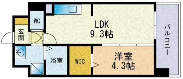 MODERN PALAZZO HAKATA RIVA I(1LDK/8階)の間取り写真