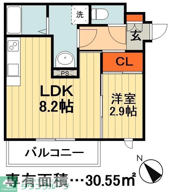 カーサグランデ本八幡101(1LDK/1階)の間取り写真